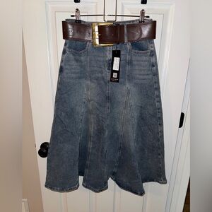 Galita Women’s Denim A-Line Skirt with Brown Belt